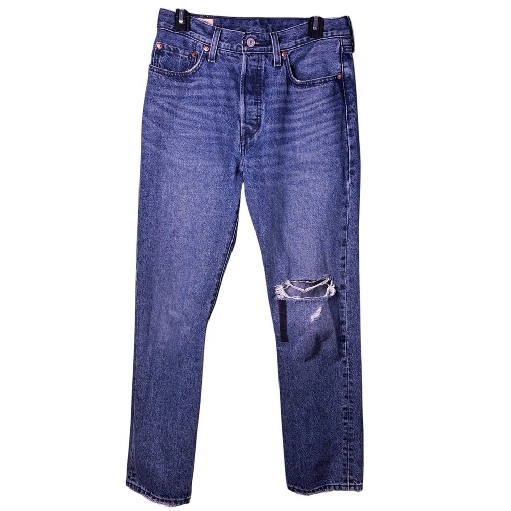 Levis 501‎ Premium Distressed Denim Jeans Mens Button Fly Ripped Knee